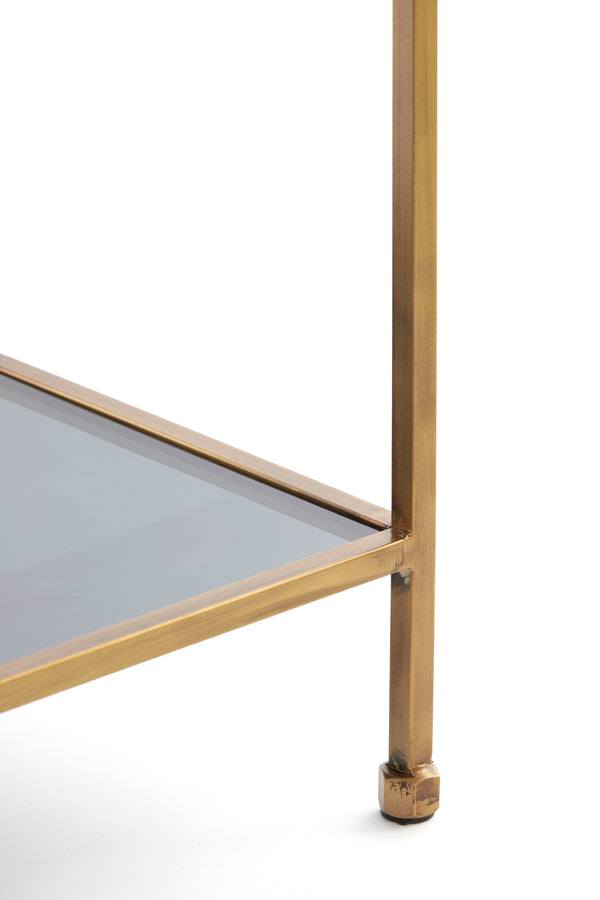 Cabinet open 100x34x214 cm AINO glass smoked+antique bronze