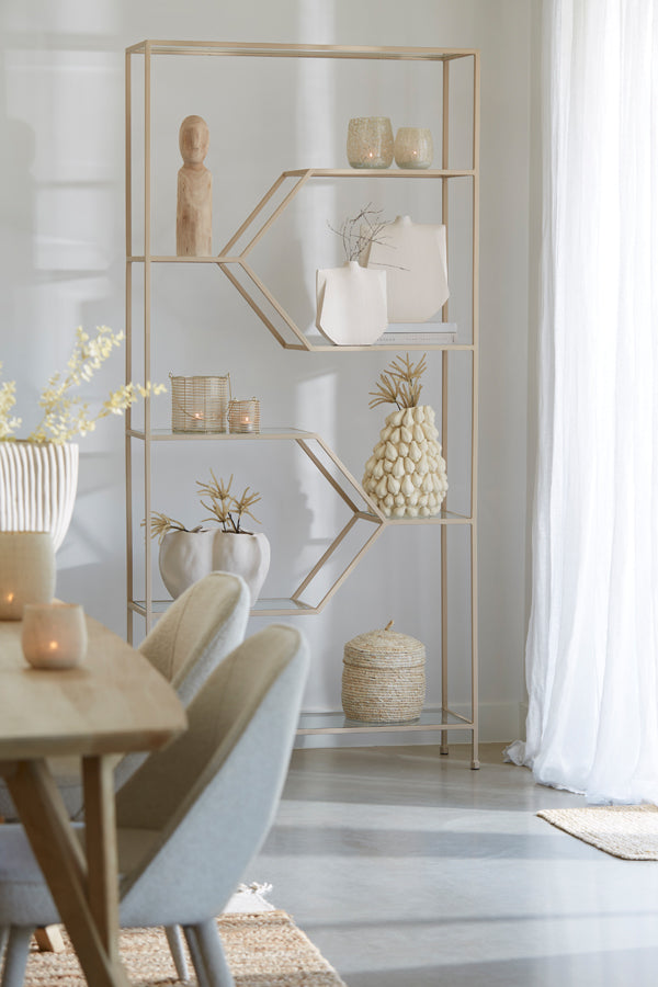 Cabinet open 100x34x214 cm AINO glass clear+cream