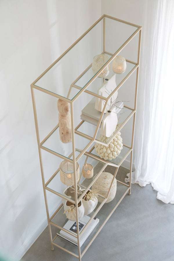 Cabinet open 100x34x214 cm AINO glass clear+cream