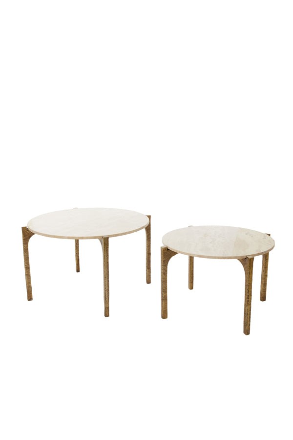 Coffee table S/2 65x39+76x44 cm KANAE travrt sand+ant brnz