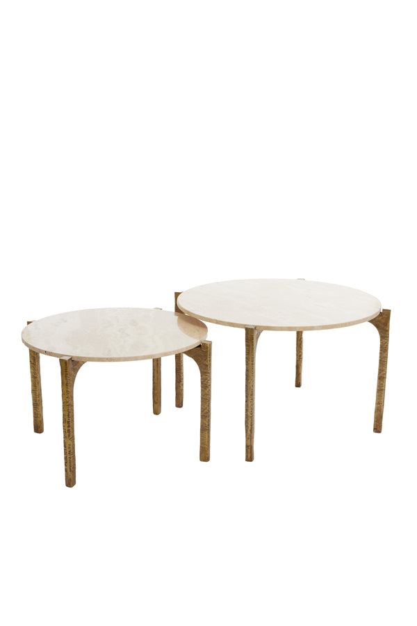 Coffee table S/2 65x39+76x44 cm KANAE travrt sand+ant brnz