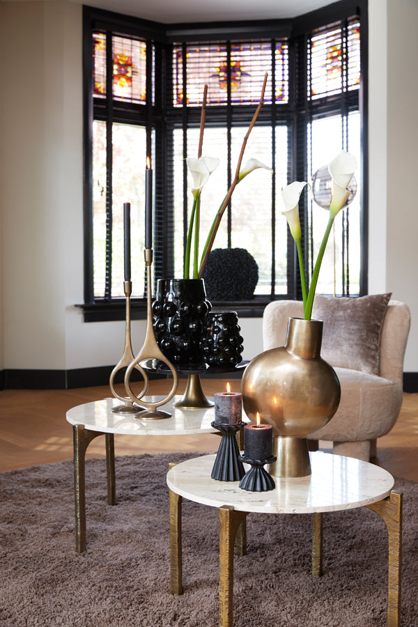 Coffee table S/2 65x39+76x44 cm KANAE travrt sand+ant brnz