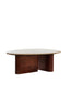 Coffee table 90x72x31 cm MAHELONA travertine sand+wood brwn