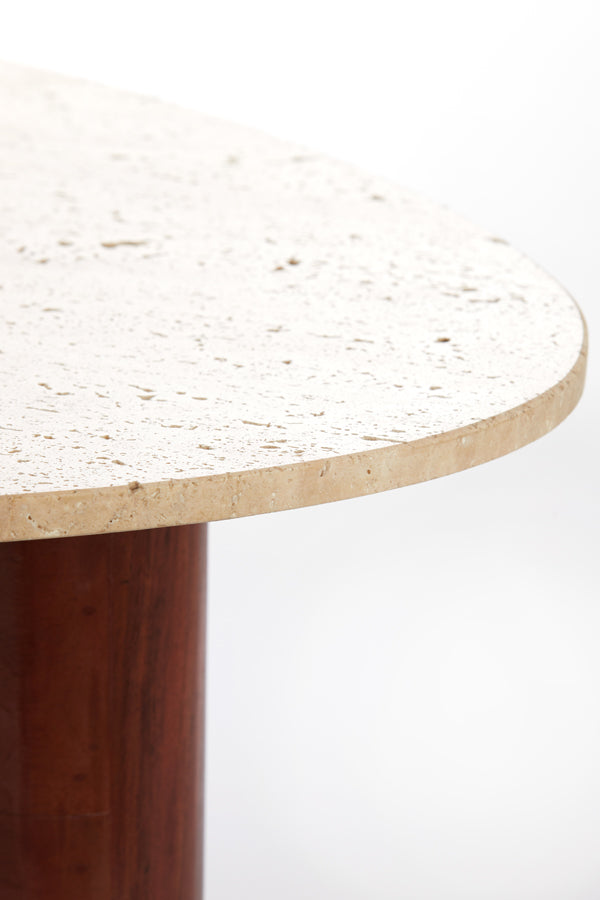 Coffee table 90x72x31 cm MAHELONA travertine sand+wood brwn