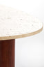 Coffee table 90x72x31 cm MAHELONA travertine sand+wood brwn