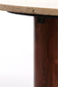 Coffee table 90x72x31 cm MAHELONA travertine sand+wood brwn