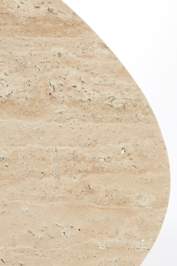 Coffee table 90x72x31 cm MAHELONA travertine sand+wood brwn