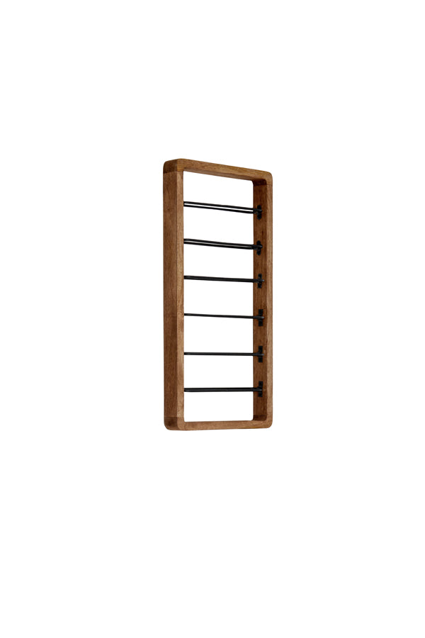 Wine rack 6 bottles 40x6x80 cm SORRENTO wood brown+matt blck