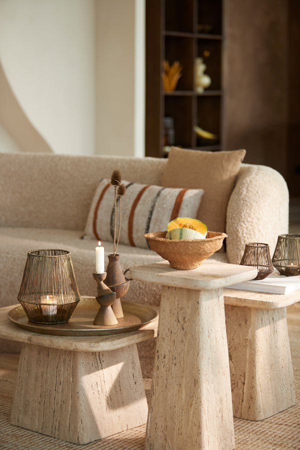 Coffee table 60x60x36 cm KEPAMI travertine sand