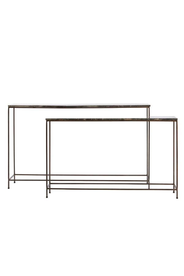 Console S/2 120x21x72+140x25x82 cm MORENA brwn marbl+brwn