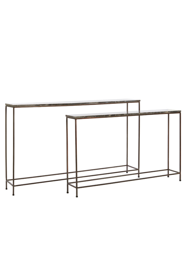 Console S/2 120x21x72+140x25x82 cm MORENA brwn marbl+brwn