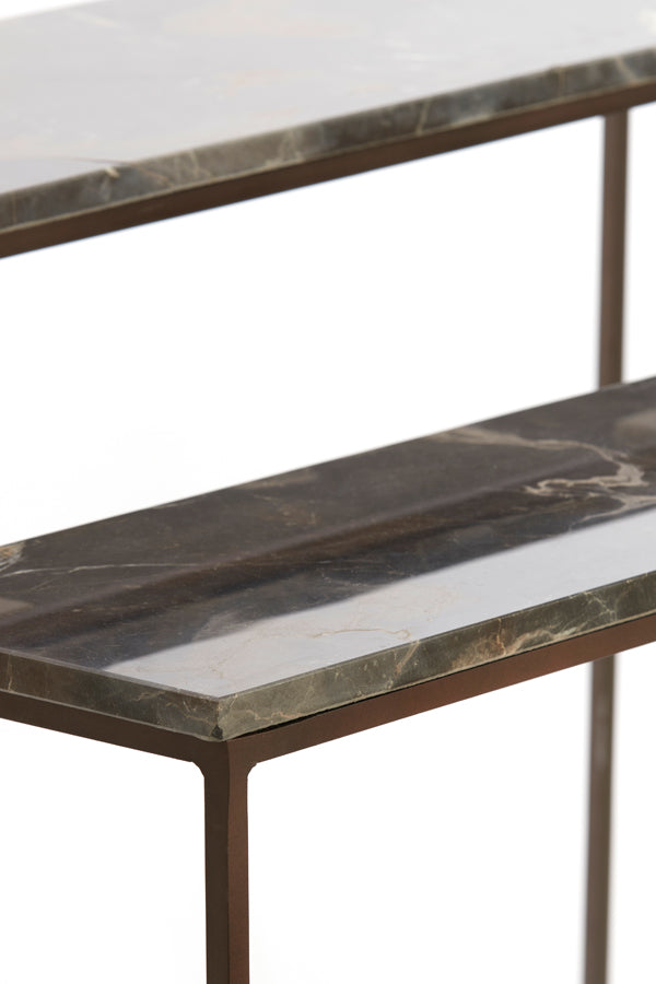 Console S/2 120x21x72+140x25x82 cm MORENA brwn marbl+brwn