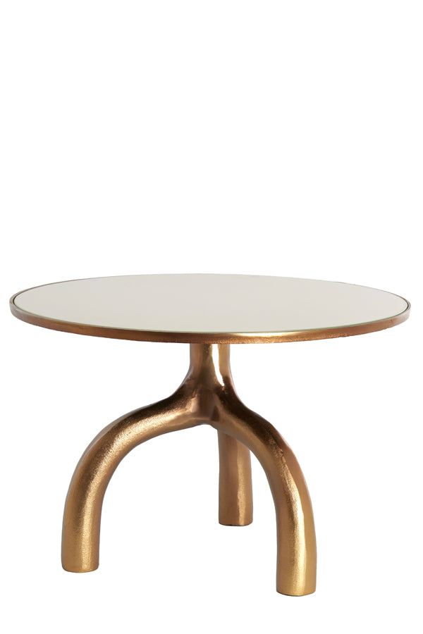 Coffee table 65x44 cm MELLO shiny brown bronze+glass taupe