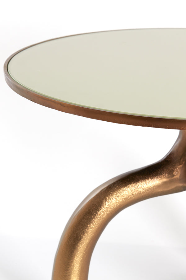Coffee table 65x44 cm MELLO shiny brown bronze+glass taupe