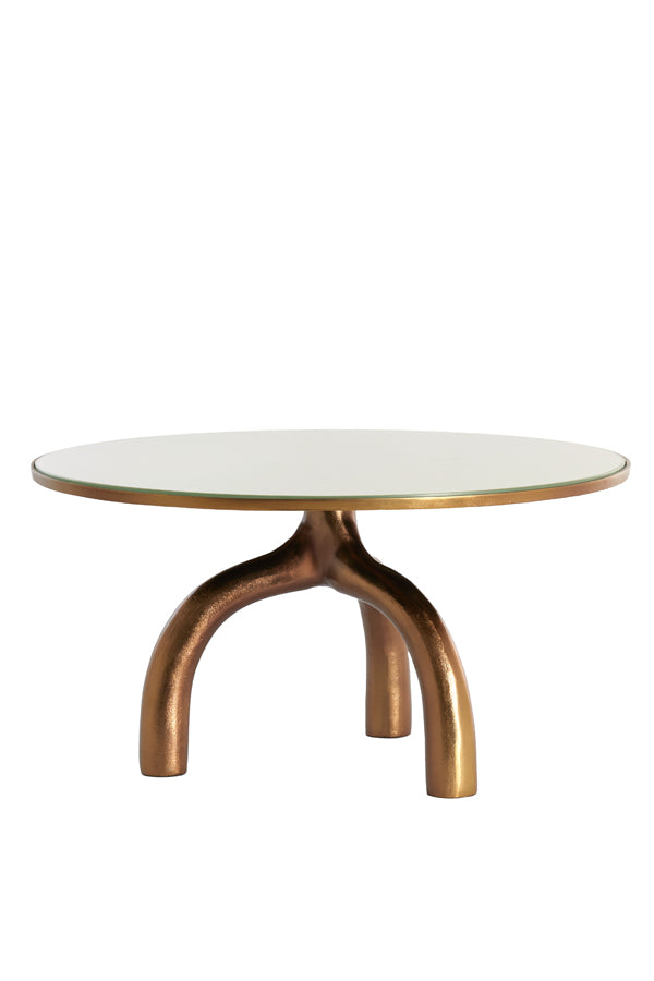 Coffee table 76x40 cm MELLO shiny brown bronze+glass taupe