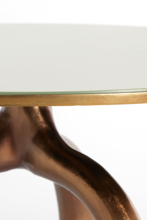 Coffee table 76x40 cm MELLO shiny brown bronze+glass taupe