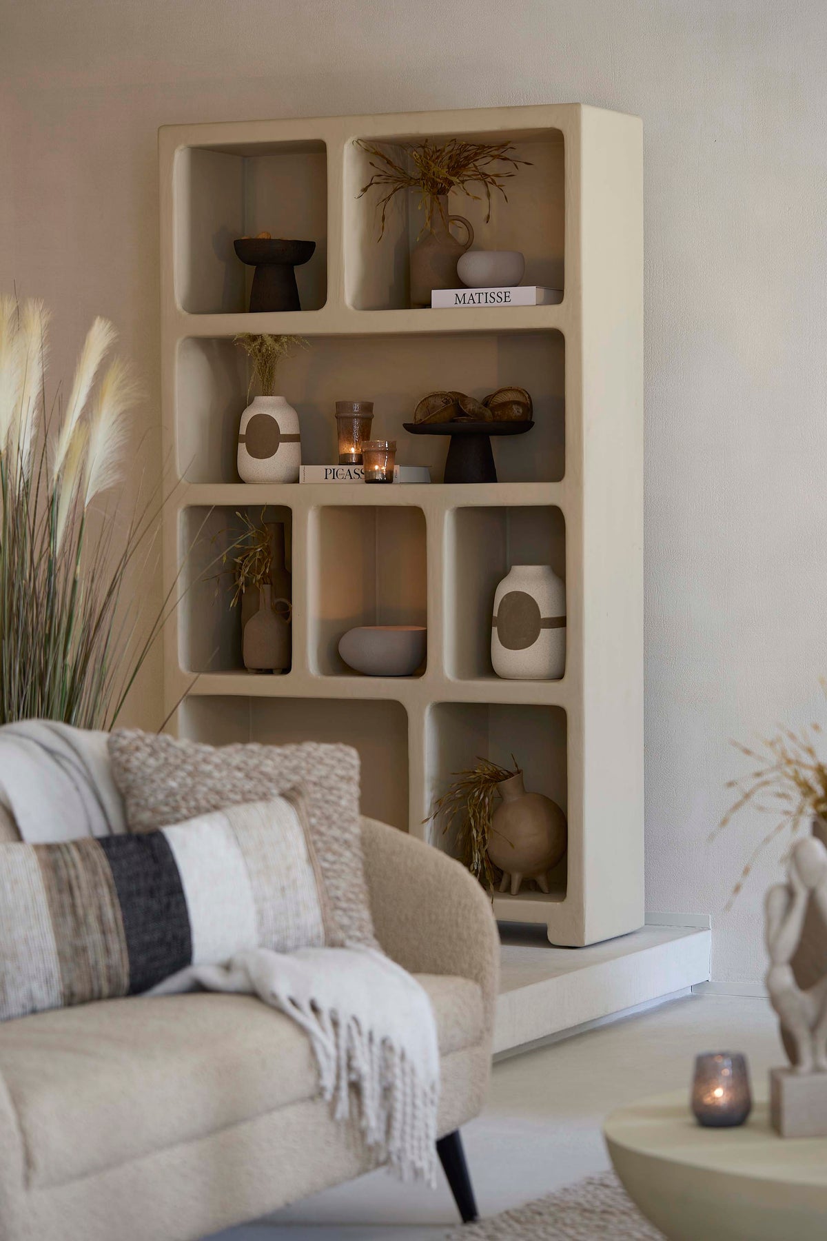 Cabinet 110x35x190 cm NAHUA beige