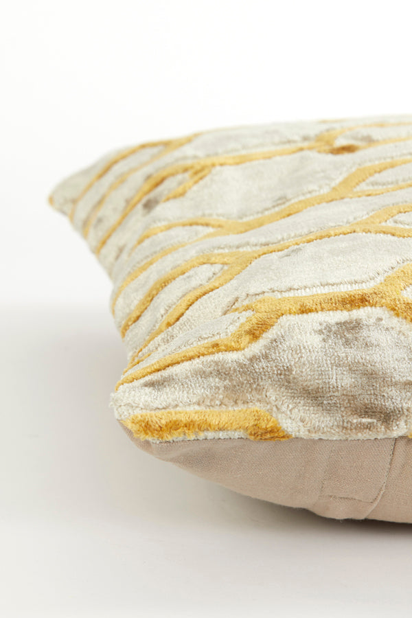 Cushion 45x45 cm JEMBANA velvet sand+ocher yellow