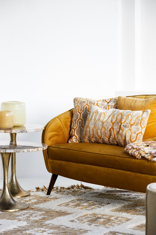 Cushion 45x45 cm JEMBANA velvet sand+ocher yellow