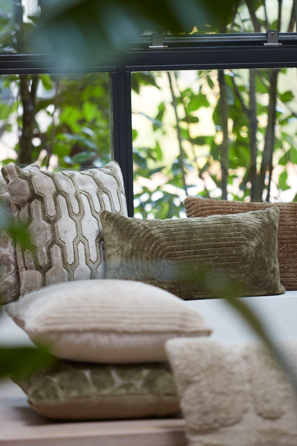 Cushion 45x45 cm JEMBANA sand+olive green