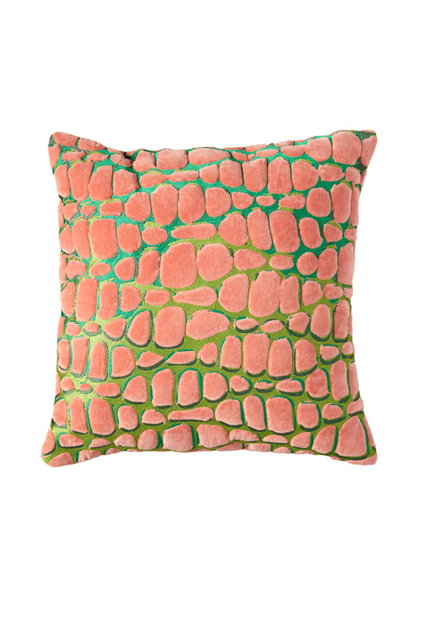 Cushion 45x45 cm TOMBA green+coral