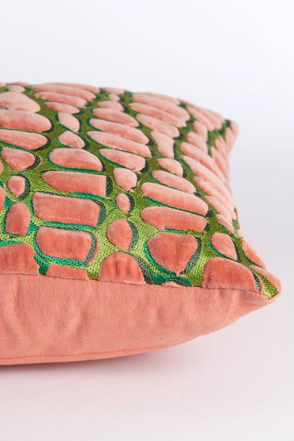 Cushion 45x45 cm TOMBA green+coral