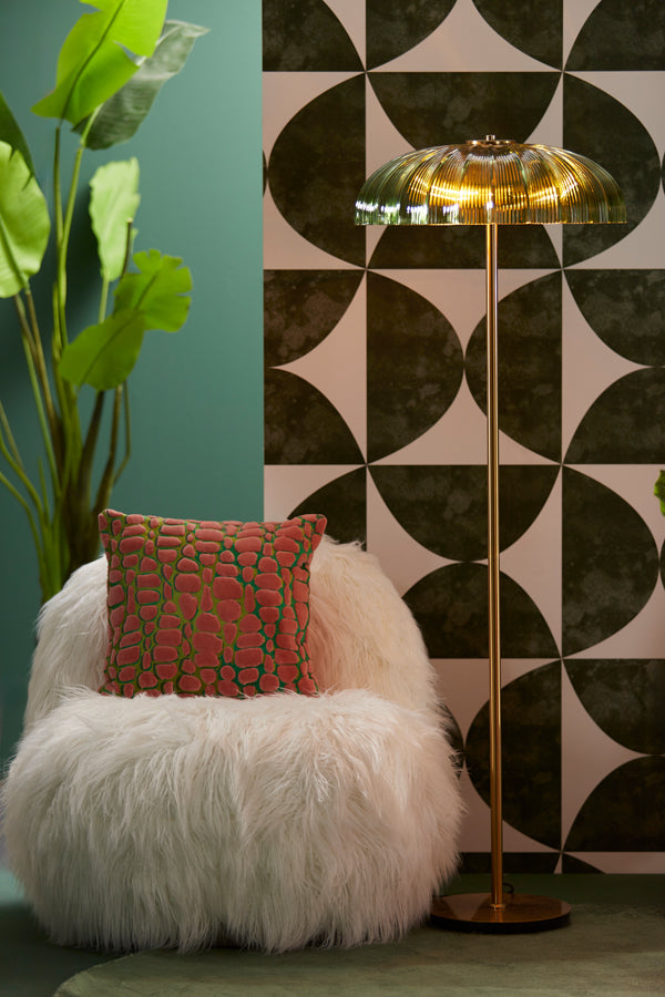 Cushion 45x45 cm TOMBA green+coral