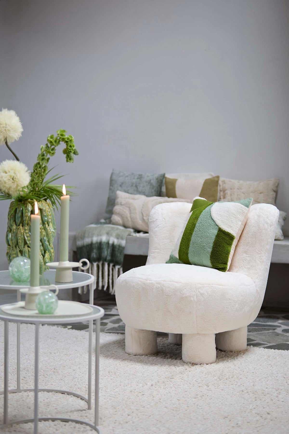 Cushion 45x45 cm TOFNA green+white