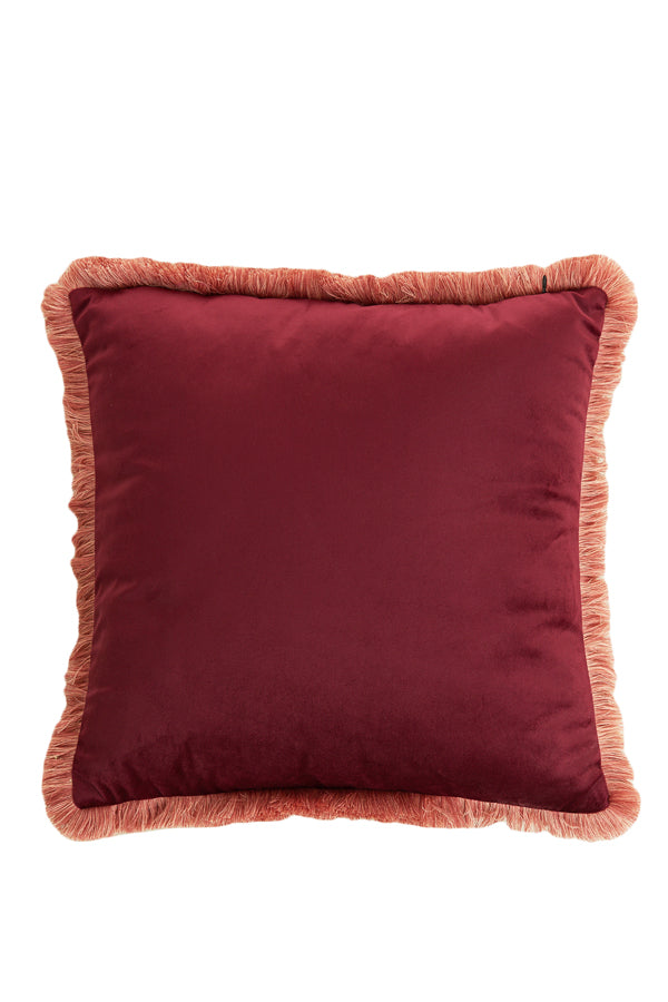 Cushion 45x45 cm LIENA velvet burgundy-light pink