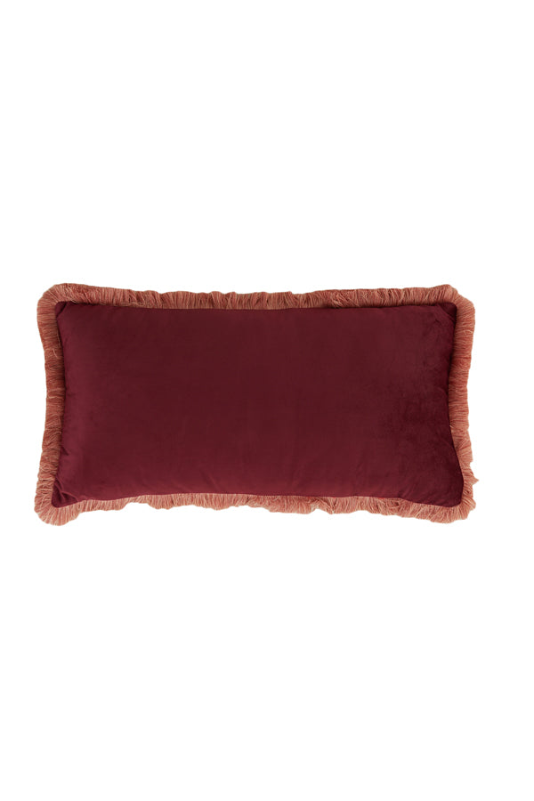 Cushion 60x30 cm LIENA velvet burgundy-light pink
