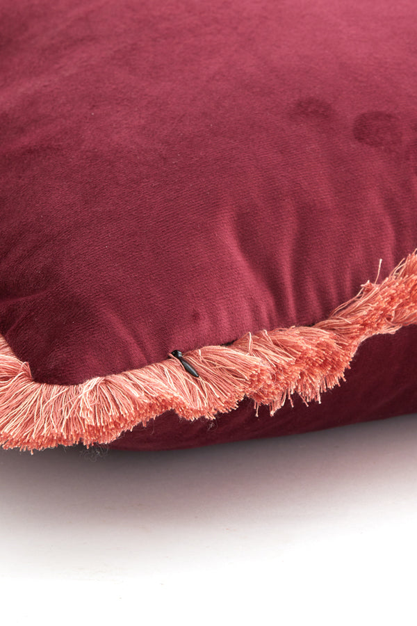 Cushion 60x30 cm LIENA velvet burgundy-light pink