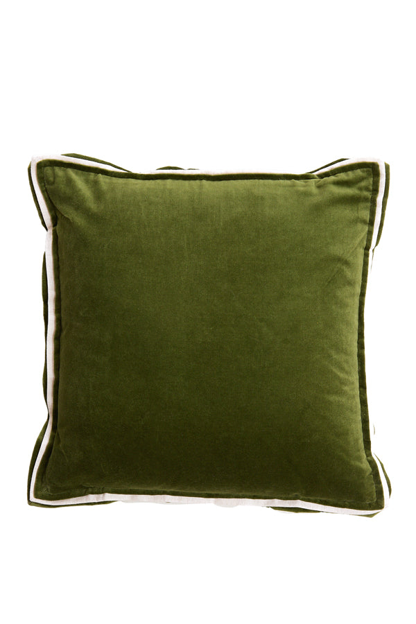Cushion 45x45 cm BAXLEY velvet dark green+linen natural
