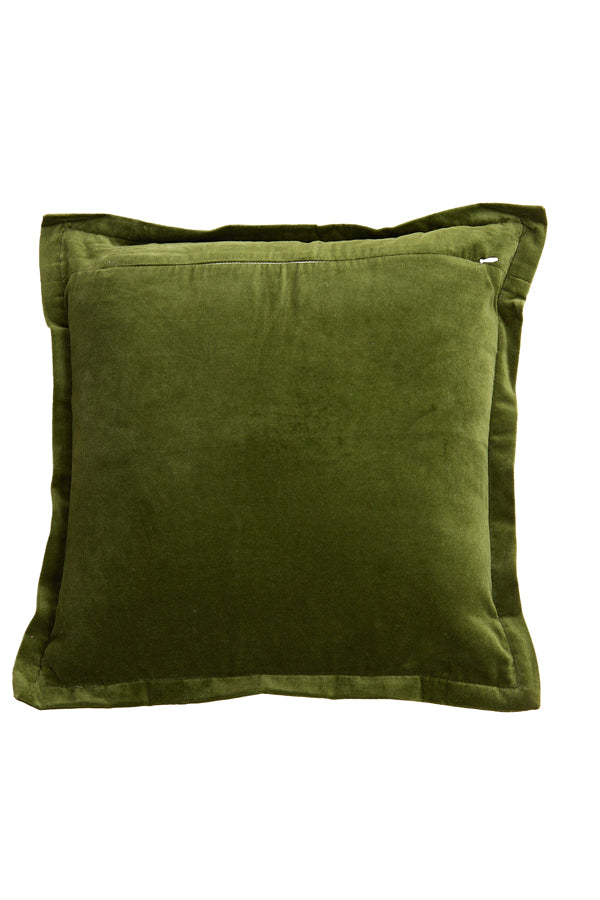 Cushion 45x45 cm BAXLEY velvet dark green+linen natural