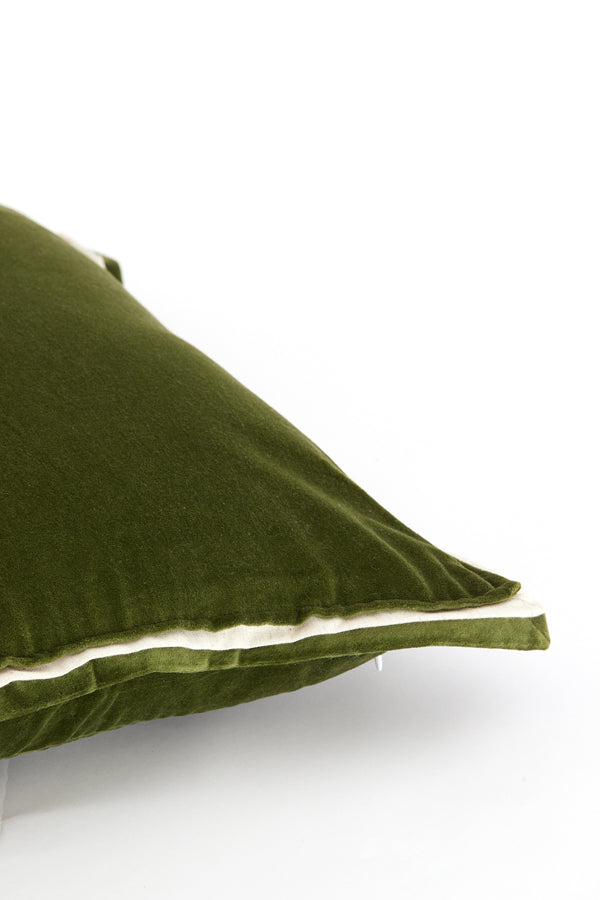 Cushion 45x45 cm BAXLEY velvet dark green+linen natural