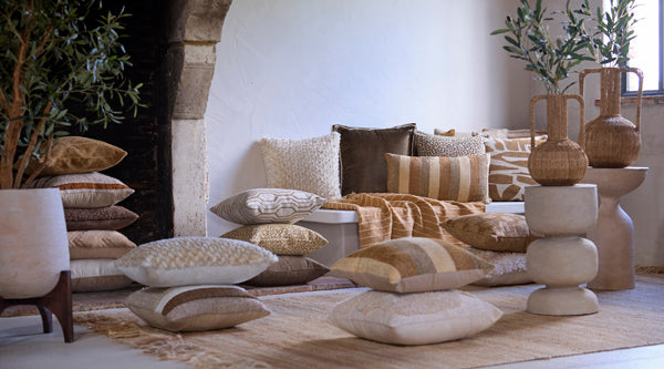 Cushion 45x45 cm BAXLEY velvet green+linen natural