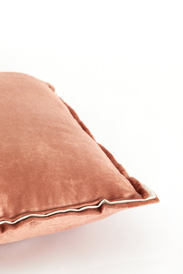 Cushion 45x45 cm BAXLEY velvet old pink+linen natural