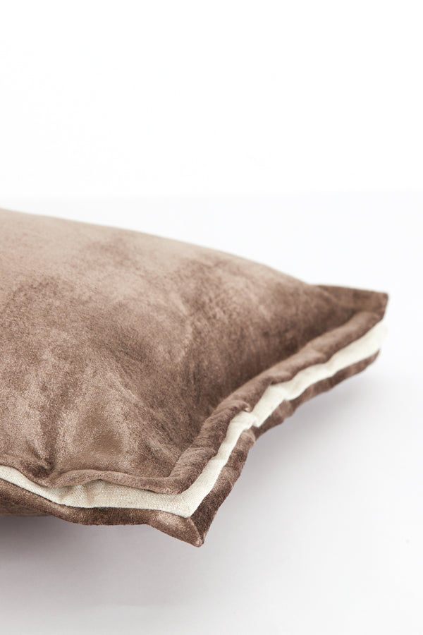 Cushion 60x30 cm BAXLEY velvet grey+linen natural