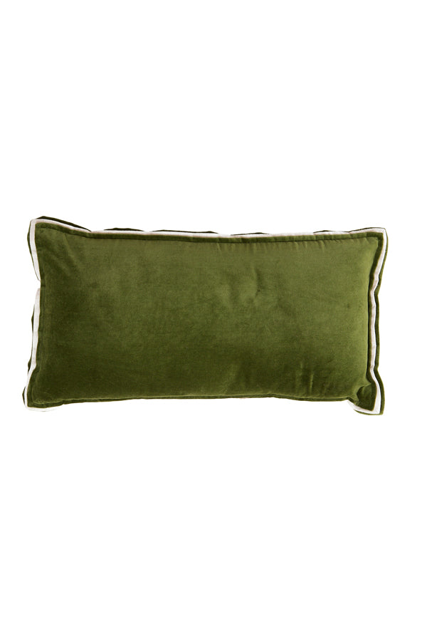 Cushion 60x30 cm BAXLEY velvet dark green+linen natural