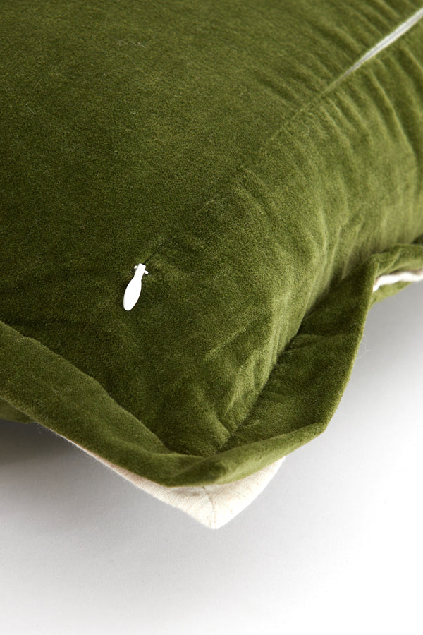 Cushion 60x30 cm BAXLEY velvet dark green+linen natural
