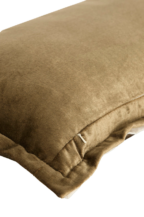 Cushion 60x30 cm BAXLEY velvet green+linen natural