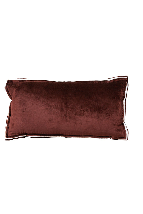 Cushion 60x30 cm BAXLEY velvet dark brown+linen natural
