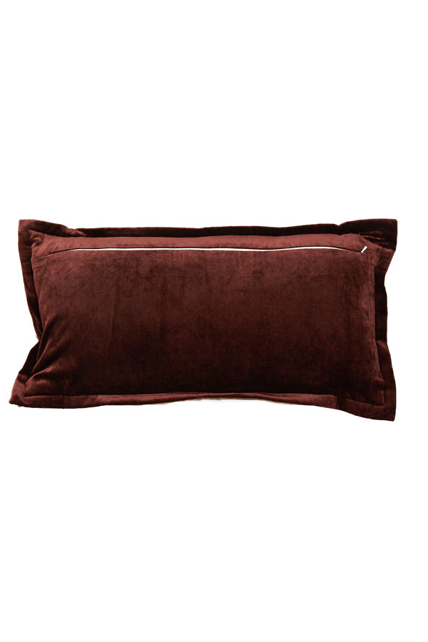 Cushion 60x30 cm BAXLEY velvet dark brown+linen natural