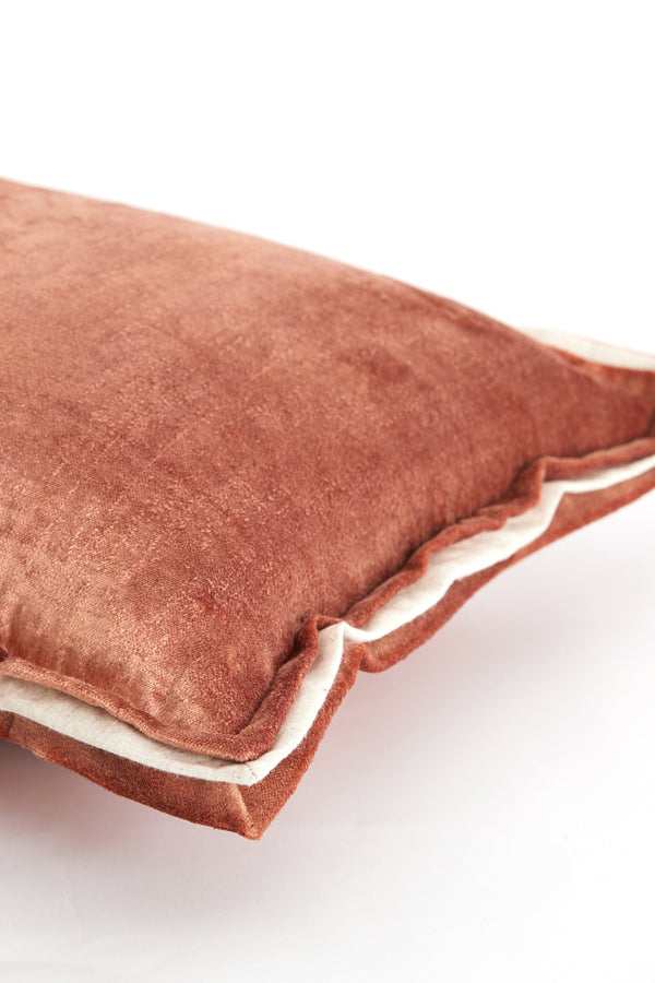 Cushion 60x30 cm BAXLEY velvet old pink+linen natural