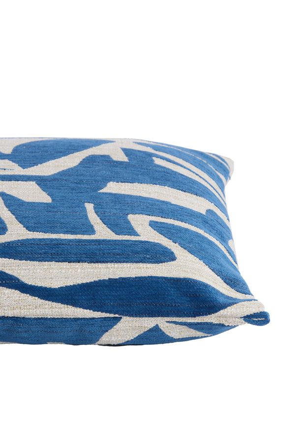 Cushion 45x45 cm PEORIA blue+cream feather filled