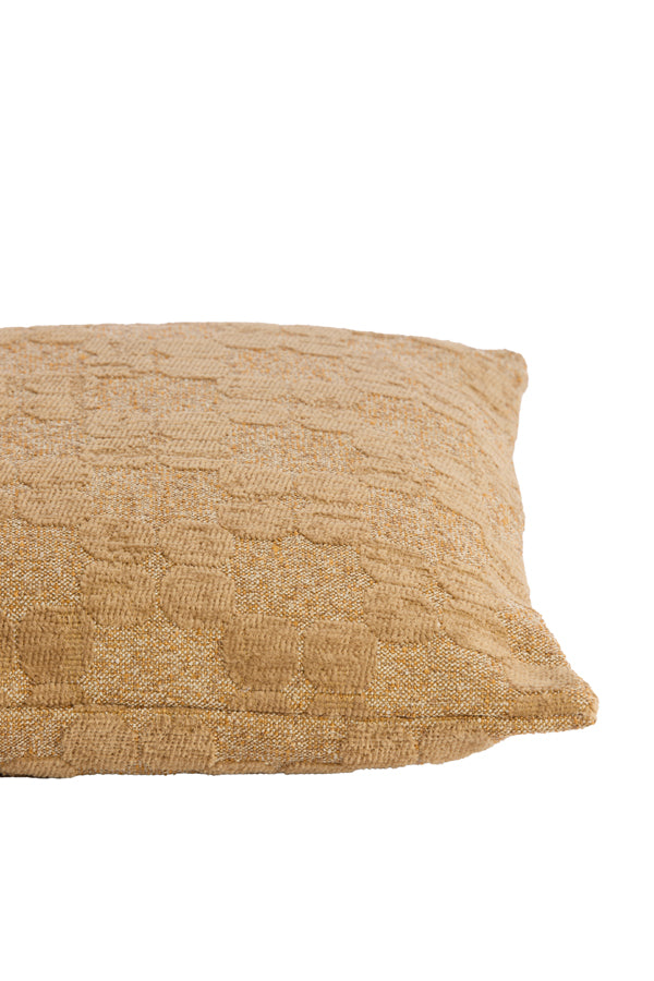 Cushion 45x45 cm PUEBLO ocher yellow+brown feather filled