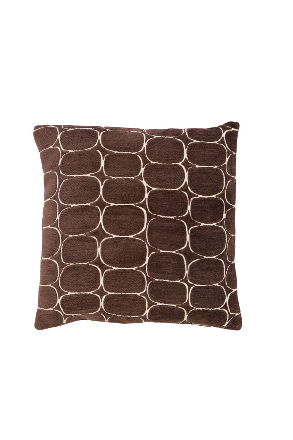 Cushion 45x45 cm DOTHAN dark brown+cream feather filled