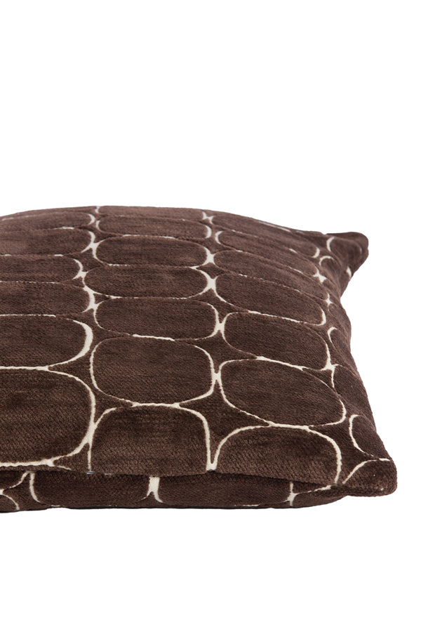 Cushion 45x45 cm DOTHAN dark brown+cream feather filled