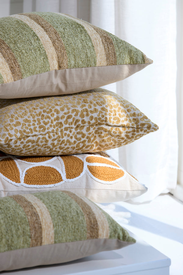 Cushion 45x45 cm SAFFORD sand+ocher yellow feather filled