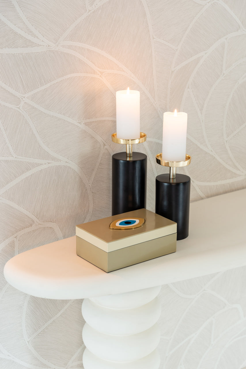 Candle holder Caya black/gold small