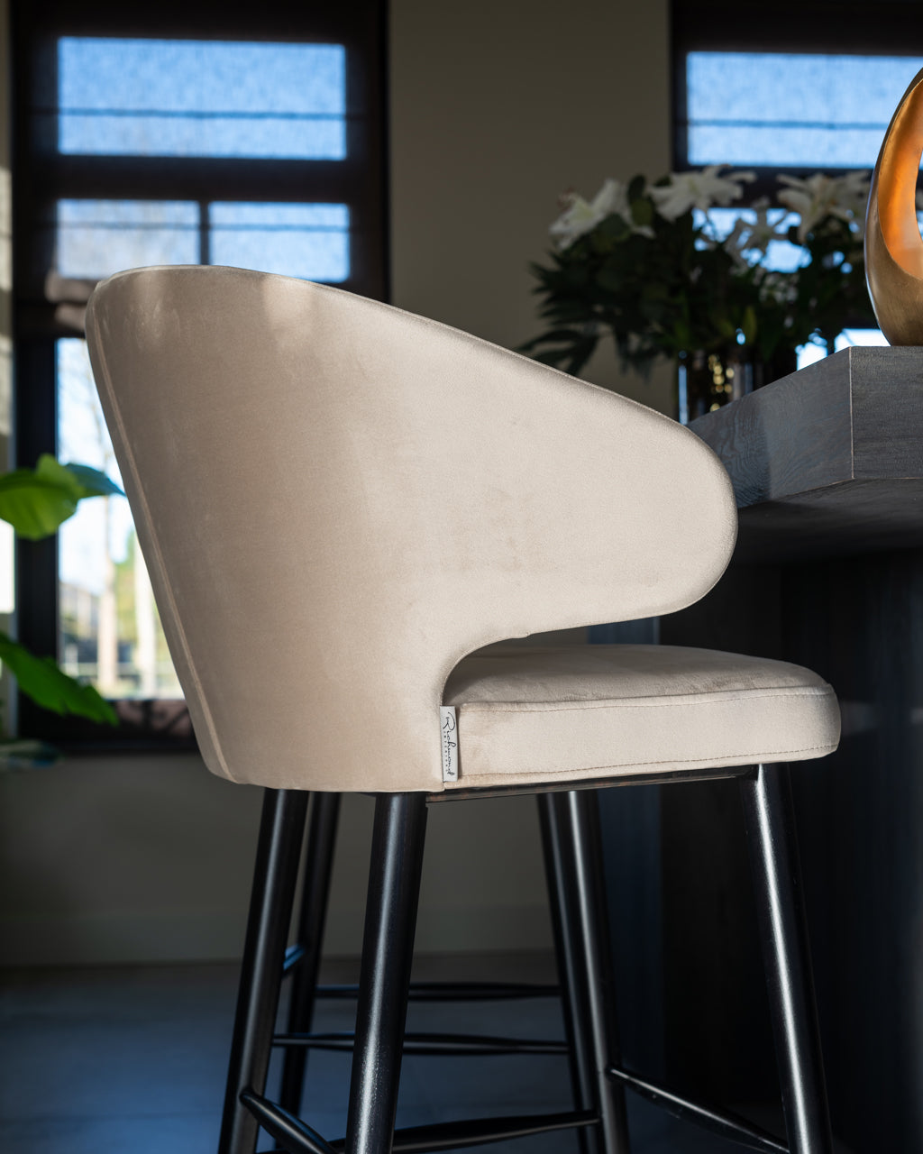 Bar stool Indigo khaki velvet